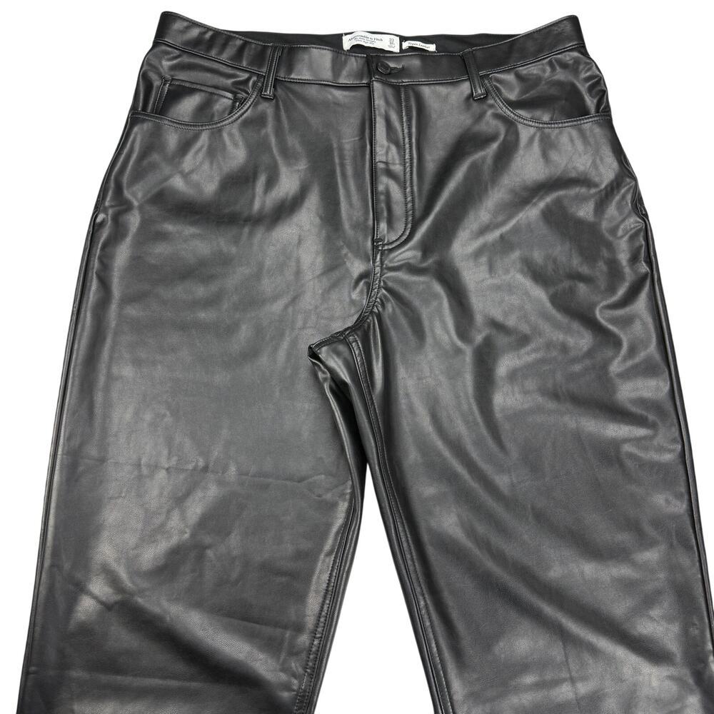 ABERCROMBIE & FITCH Ankle Straight Ultra High Rise Vegan Leather Pant 33 SHORT - Picture 4 of 7